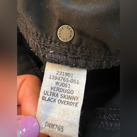 Paige Verdugo Ultra Skinny Jeans Women's Size 29 Black Performance
Stretch - Picture 11 of 11